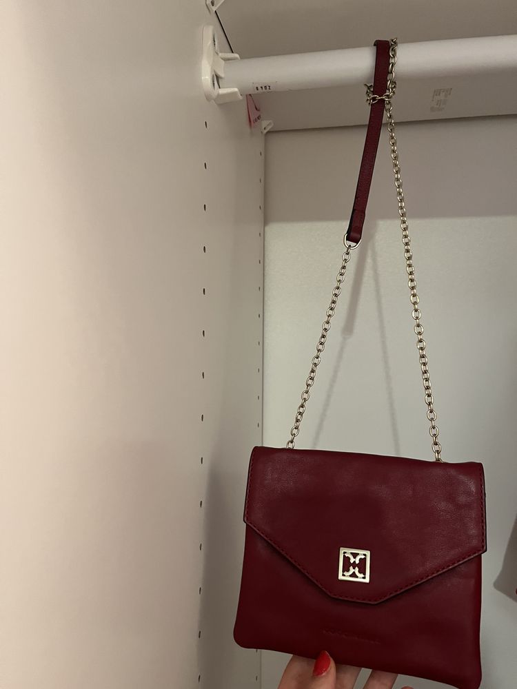 Red Leather Shoulder Bag  ( ref 26) 